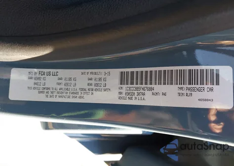 2015 Chrysler 200 S z USA, uszkodzony, nr VIN 1C3CCCBB5FN676884